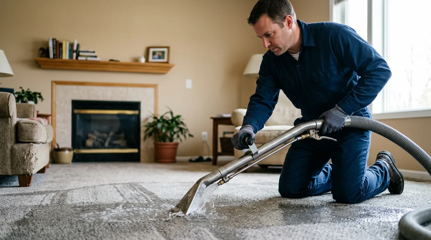 Water damage restoration technician working near Cromwell, IN